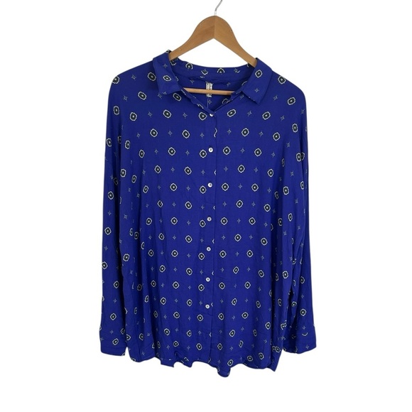 Free People Intimately Women's Sleep Shirt Boxy Blue Button Up Blouse S $78 NWT - Picture 3 of 11